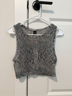 Only Hearts Snake Print Crop Tank Top - Grey